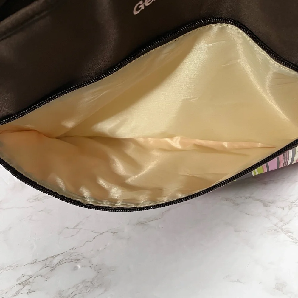 Gerber Pink and Brown Striped Diaper Bag with Changing Mat